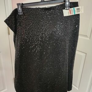 Charter Club Black Sequin Midi Skirt